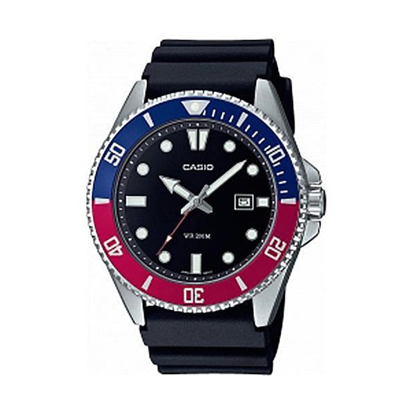 Casio Retro Analog Armband Uhr MDV-107-1A3VEF - schwarz-blau-rot Online-Verkauf
