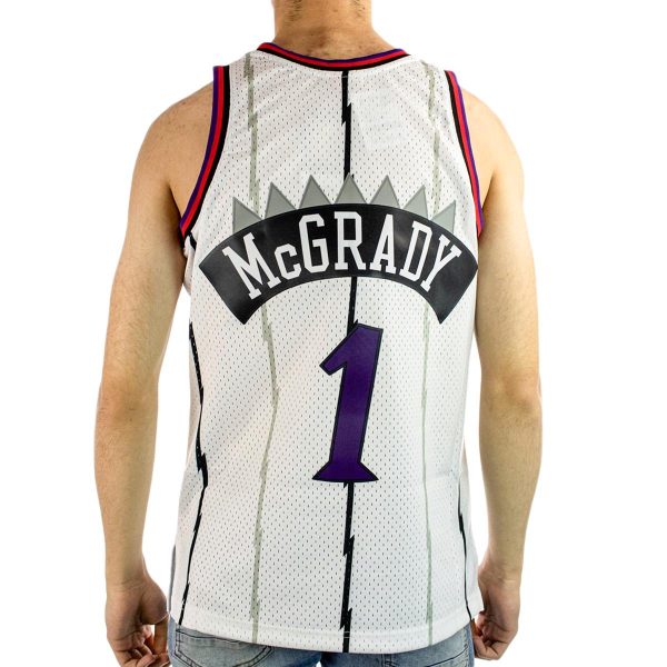 Mitchell & Ness Toronto Raptors NBA Tracy McGrady # 1 Swingman 2.0 Jersey Trikot SMJYAC18106-TRAWHIT98TMC - weiss-lila-rot Mode – Bild 2